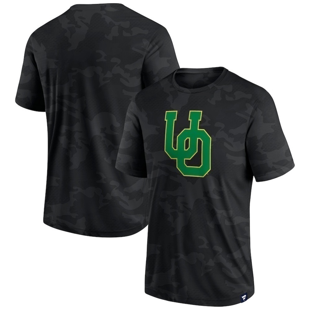 Men's Fanatics Branded Black Oregon Ducks Muted Camo Logo Shirt Size Small UofO